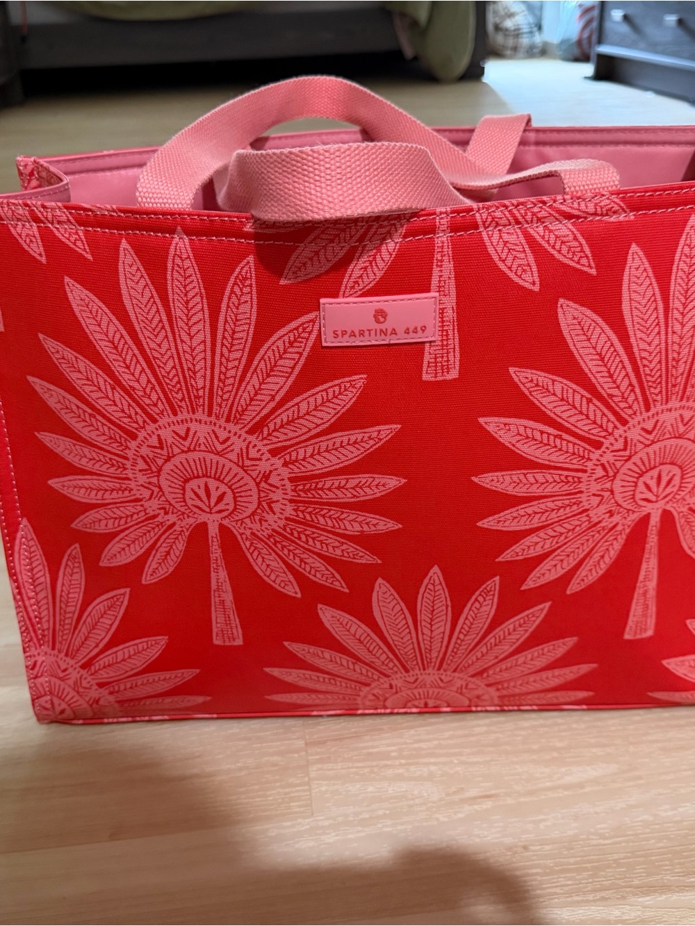 Spartina 449 Coral and Pink Floral Canvas Tote